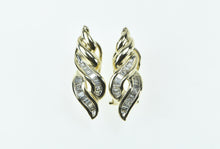 Load image into Gallery viewer, 10K Vintage Baguette Diamond Twist French Clip Earrings Yellow Gold