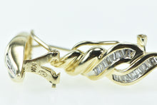 Load image into Gallery viewer, 10K Vintage Baguette Diamond Twist French Clip Earrings Yellow Gold