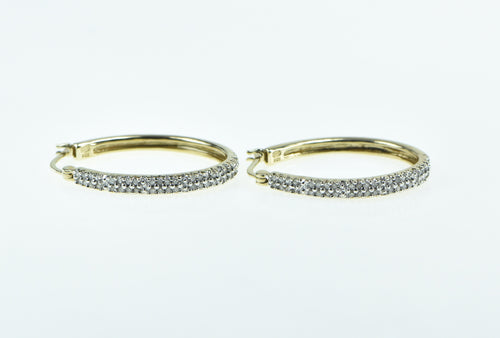 10K 0.80 Ctw Diamond 29.6mm Oval Fashion Hoop Earrings Yellow Gold