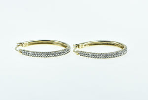 10K 0.80 Ctw Diamond 29.6mm Oval Fashion Hoop Earrings Yellow Gold