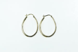 10K 0.80 Ctw Diamond 29.6mm Oval Fashion Hoop Earrings Yellow Gold