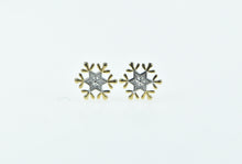 Load image into Gallery viewer, 10K Disney Snow Flake Frozen Elsa Anna Stud Earrings Yellow Gold