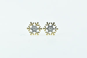 10K Disney Snow Flake Frozen Elsa Anna Stud Earrings Yellow Gold