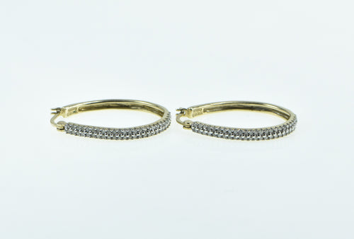 10K 1.00 Ctw Diamond Encrusted Oval Vintage Hoop Earrings Yellow Gold