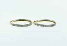 Load image into Gallery viewer, 10K 1.00 Ctw Diamond Encrusted Oval Vintage Hoop Earrings Yellow Gold