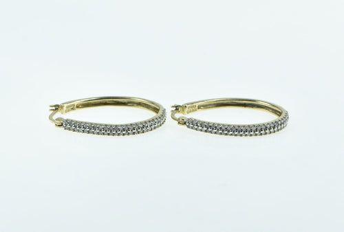 10K 1.00 Ctw Diamond Encrusted Oval Vintage Hoop Earrings Yellow Gold