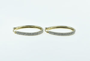 10K 1.00 Ctw Diamond Encrusted Oval Vintage Hoop Earrings Yellow Gold