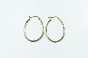 10K 1.00 Ctw Diamond Encrusted Oval Vintage Hoop Earrings Yellow Gold