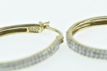 Load image into Gallery viewer, 10K 1.00 Ctw Diamond Encrusted Oval Vintage Hoop Earrings Yellow Gold