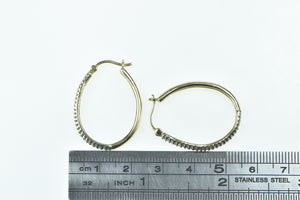 10K 1.00 Ctw Diamond Encrusted Oval Vintage Hoop Earrings Yellow Gold