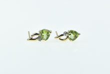 Load image into Gallery viewer, 10K Heart Peridot Diamond Accent Vintage Stud Earrings Yellow Gold