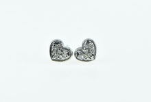 Load image into Gallery viewer, 10K Diamond Heart Love Symbol Pave Stud Earrings White Gold