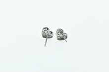 Load image into Gallery viewer, 10K Diamond Heart Love Symbol Pave Stud Earrings White Gold