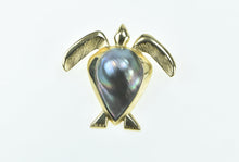 Load image into Gallery viewer, 18K Pear Tahitian Pearl Vintage Sea Turtle Ocean Pendant Yellow Gold