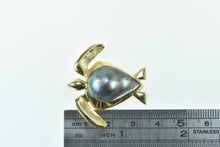 Load image into Gallery viewer, 18K Pear Tahitian Pearl Vintage Sea Turtle Ocean Pendant Yellow Gold