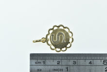 Load image into Gallery viewer, 18K Vintage S Monogram Scalloped Initial Letter Charm/Pendant Yellow Gold