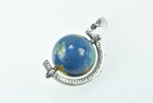 Load image into Gallery viewer, Sterling Silver Stone Inlay 3D Globe Earth Geography Travel Pendant