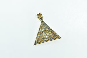 Sterling Silver Gold Plated All Seeing Eye Pyramid CZ Pendant