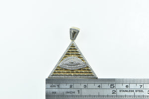 Sterling Silver Gold Plated All Seeing Eye Pyramid CZ Pendant