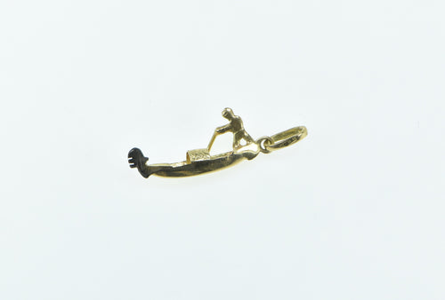 18K 3D Venetian Gondola Venice Italy Travel Charm/Pendant Yellow Gold