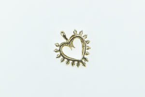 10K Vintage Diamond Heart Love Symbol Romantic Pendant Yellow Gold