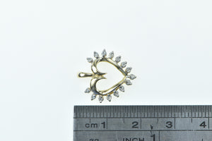 10K Vintage Diamond Heart Love Symbol Romantic Pendant Yellow Gold