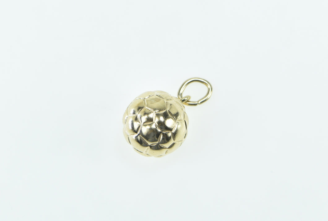 10K 3D Soccer Ball Sports Motif Futbol Charm/Pendant Yellow Gold