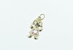 10K Birthstone Baby Girl August Pink CZ Charm/Pendant Yellow Gold