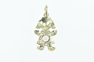 10K Birthstone Baby Girl August Pink CZ Charm/Pendant Yellow Gold