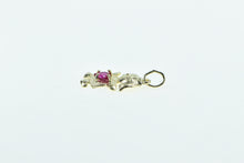 Load image into Gallery viewer, 10K Birthstone Baby Girl July Sim. Ruby Daughter Charm/Pendant Yellow Gold