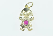 Load image into Gallery viewer, 10K Birthstone Baby Girl July Sim. Ruby Daughter Charm/Pendant Yellow Gold