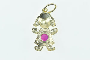 10K Birthstone Baby Girl July Sim. Ruby Daughter Charm/Pendant Yellow Gold