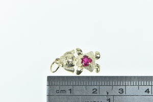 10K Birthstone Baby Girl July Sim. Ruby Daughter Charm/Pendant Yellow Gold