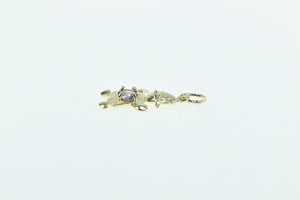 10K Birthstone Baby Boy February Sim. Amethyst Charm/Pendant Yellow Gold