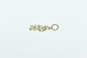 10K Birthstone Baby Girl August Pink CZ Charm/Pendant Yellow Gold