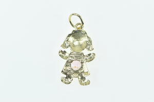 10K Birthstone Baby Girl August Pink CZ Charm/Pendant Yellow Gold