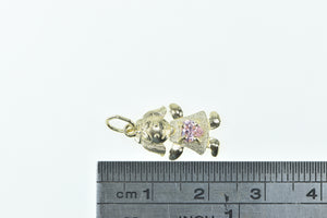 10K Birthstone Baby Girl August Pink CZ Charm/Pendant Yellow Gold