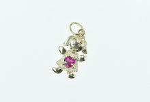 Load image into Gallery viewer, 10K Birthstone Baby Girl July Sim. Ruby Daughter Charm/Pendant Yellow Gold