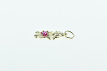 Load image into Gallery viewer, 10K Birthstone Baby Girl July Sim. Ruby Daughter Charm/Pendant Yellow Gold