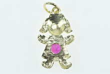 Load image into Gallery viewer, 10K Birthstone Baby Girl July Sim. Ruby Daughter Charm/Pendant Yellow Gold