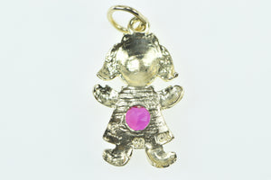 10K Birthstone Baby Girl July Sim. Ruby Daughter Charm/Pendant Yellow Gold