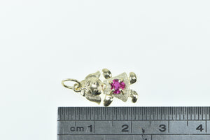 10K Birthstone Baby Girl July Sim. Ruby Daughter Charm/Pendant Yellow Gold