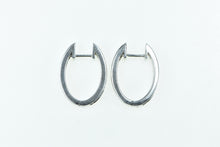 Load image into Gallery viewer, Sterling Silver 0.72 Ctw Diamond Heart Oval 22.9mm Hoop Earrings