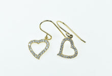 Load image into Gallery viewer, Sterling Silver Gold Plated Heart Love CZ Romantic Dangle Earrings