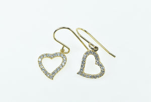 Sterling Silver Gold Plated Heart Love CZ Romantic Dangle Earrings