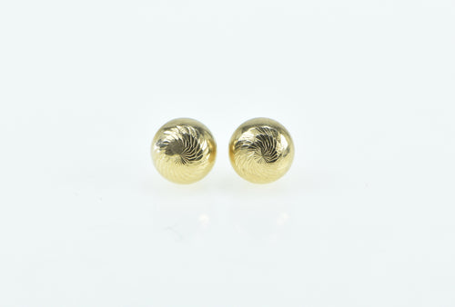 14K 5.9mm Grooved Pattern Ball Sphere Stud Earrings Yellow Gold