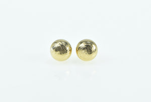 14K 5.9mm Grooved Pattern Ball Sphere Stud Earrings Yellow Gold