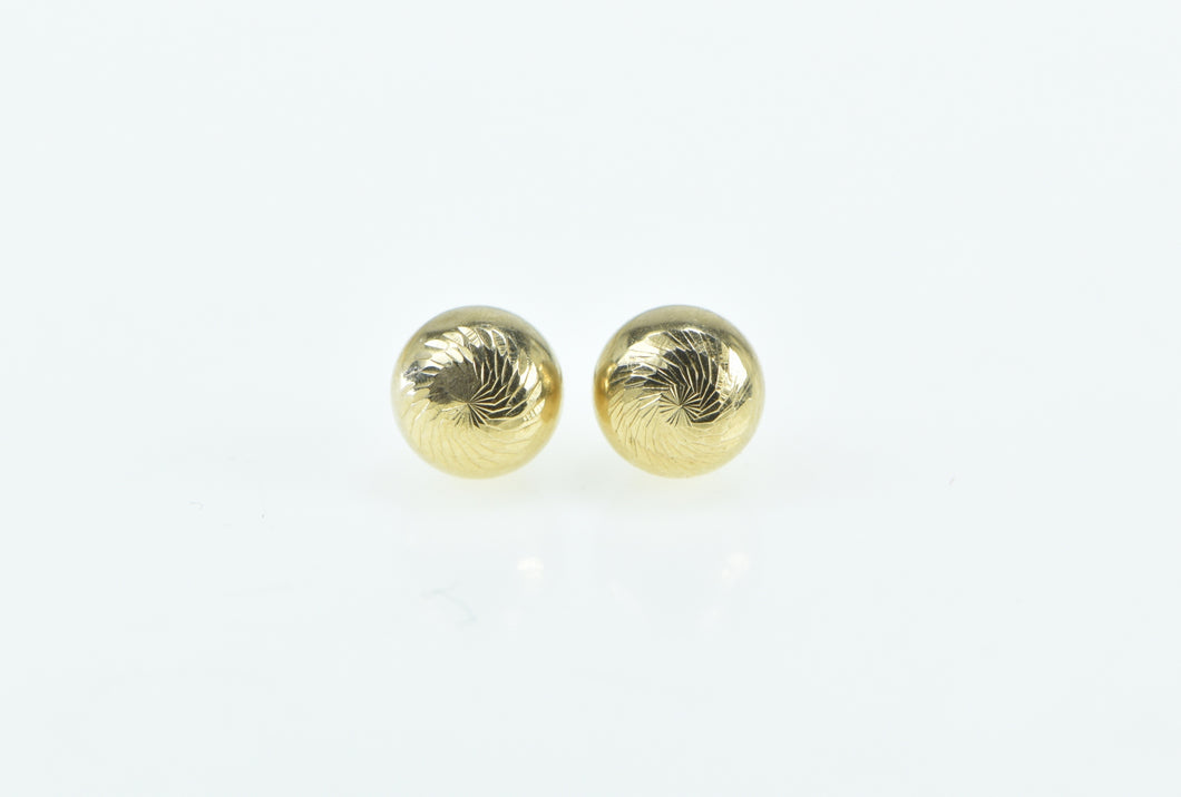 14K 5.9mm Grooved Pattern Ball Sphere Stud Earrings Yellow Gold