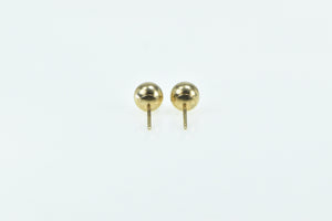 14K 5.9mm Grooved Pattern Ball Sphere Stud Earrings Yellow Gold