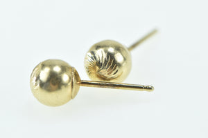 14K 5.9mm Grooved Pattern Ball Sphere Stud Earrings Yellow Gold